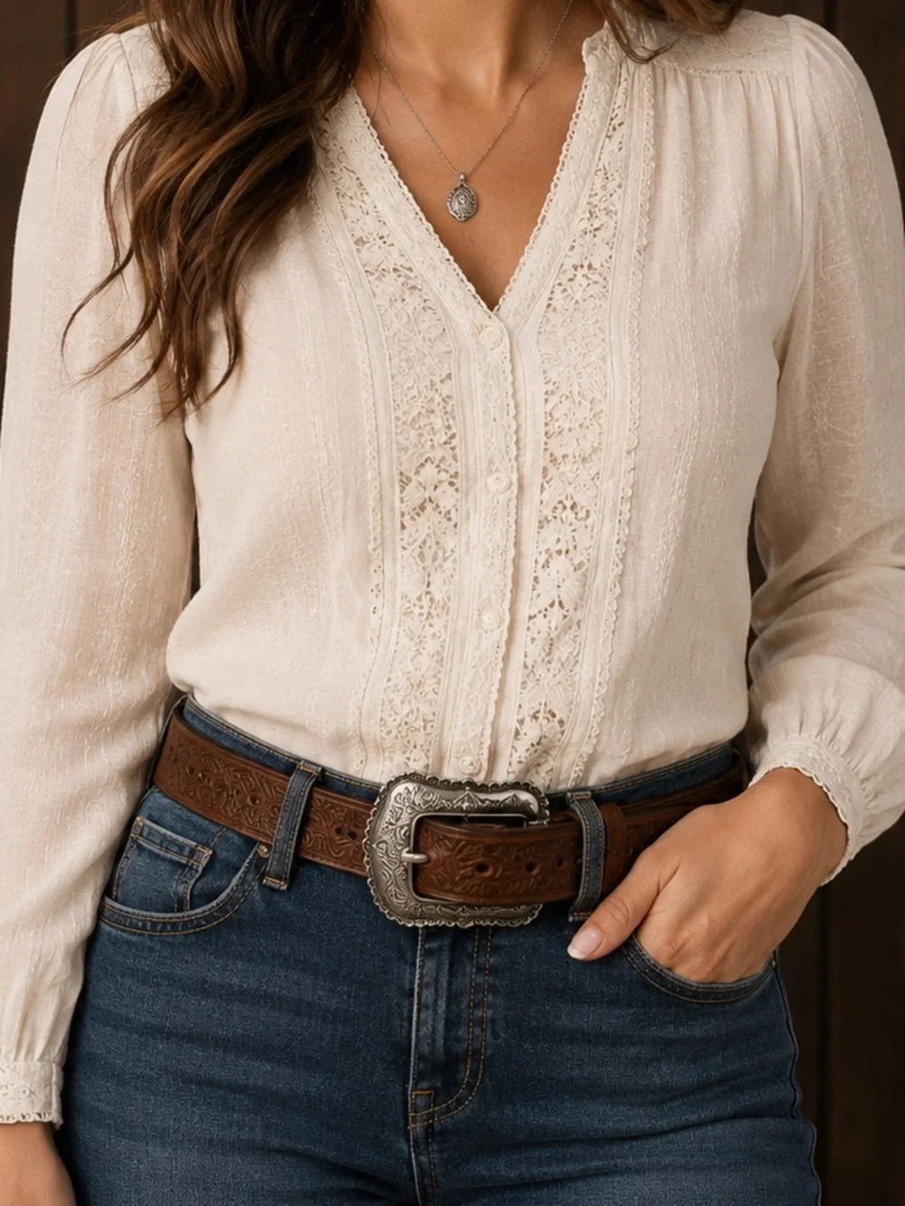 Tony Lama Layla Tooled Leather Western Belt